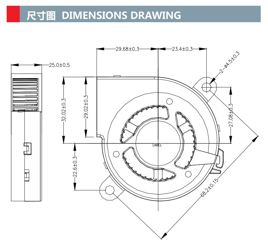 dc鼓风机 60mm x 60mm x 25mm 6025 dc 5v 12v 24v 迷你鼓风机(图1)