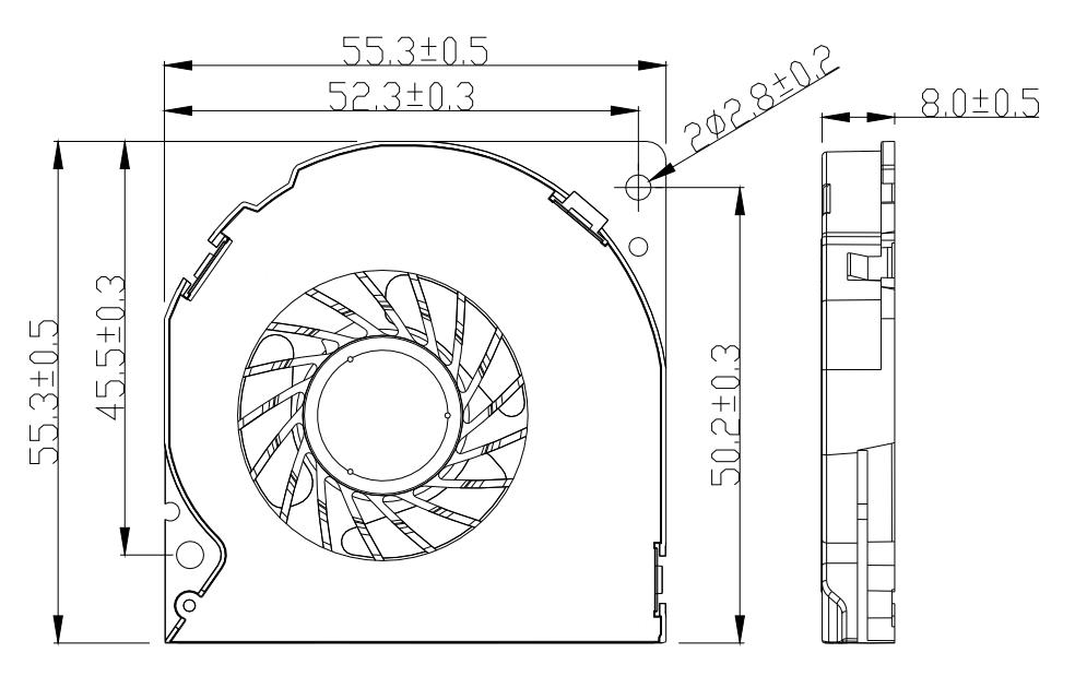 dc 鼓风机 55mm x 55mm x 08mm 5508 dc 5v 12v 24v 迷你鼓风机(图1)