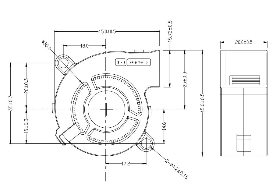 dc 鼓风机 45mm x 45mm x 20mm 4520 dc 5v 12v 24v 迷你鼓风机(图1)