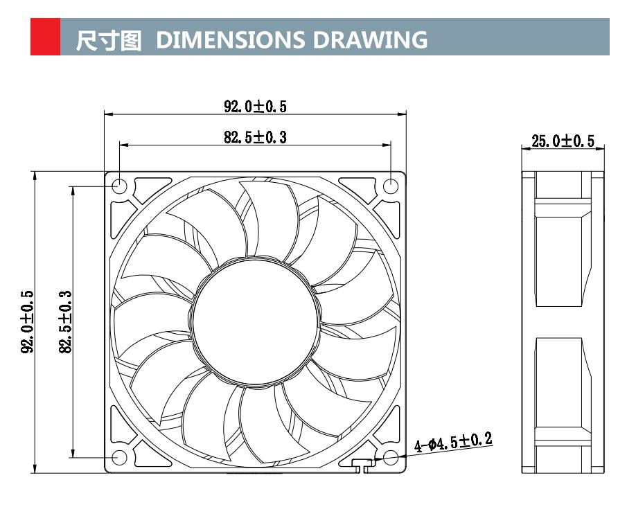 92x92x25mm工业通风风扇冷却电动轴流ec风扇(图1)