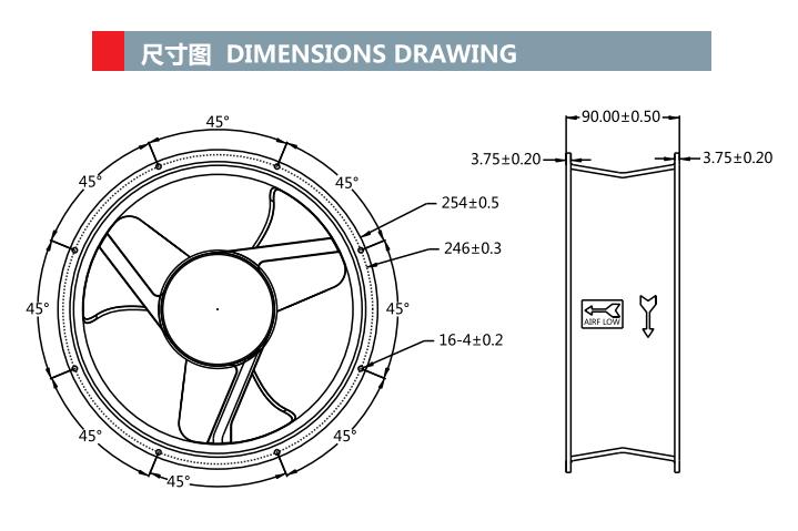 254 * 89mm工业通风风扇冷却电动轴流ec风扇(图1)