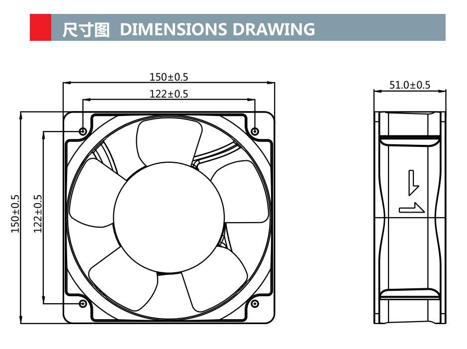 150x150x50mm 工业通风风扇冷却电动轴流 ec 风扇(图1)