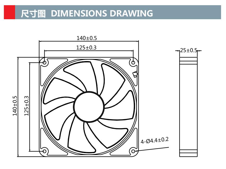 140x140x25mm 工业通风风扇冷却电动轴流 ec 风扇(图1)